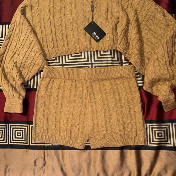 Hera Collection Other - Hera Collection Cable Knit Two-Piece Set - Camel Brown